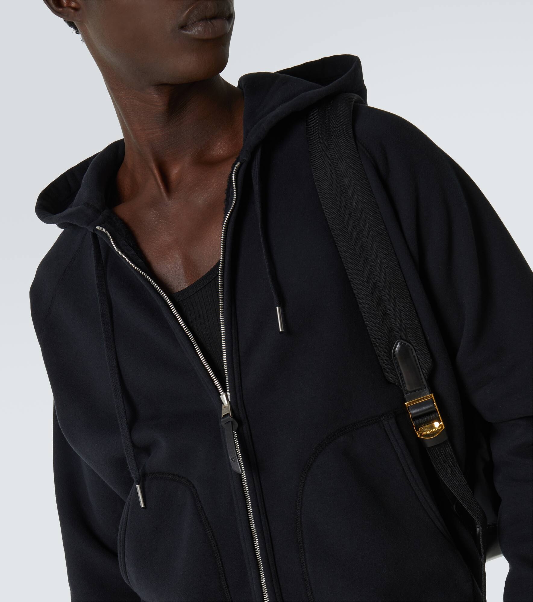 Cotton jersey zip-up hoodie - 5
