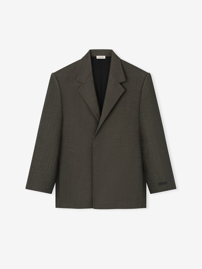 Chevron Wool Single Breasted Blazer 1