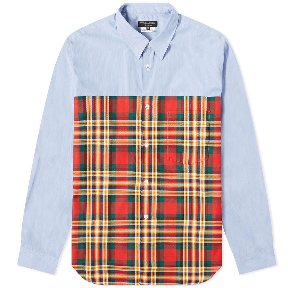 Comme des Garcons Homme Plus Panel Check Chambray Shirt - 1