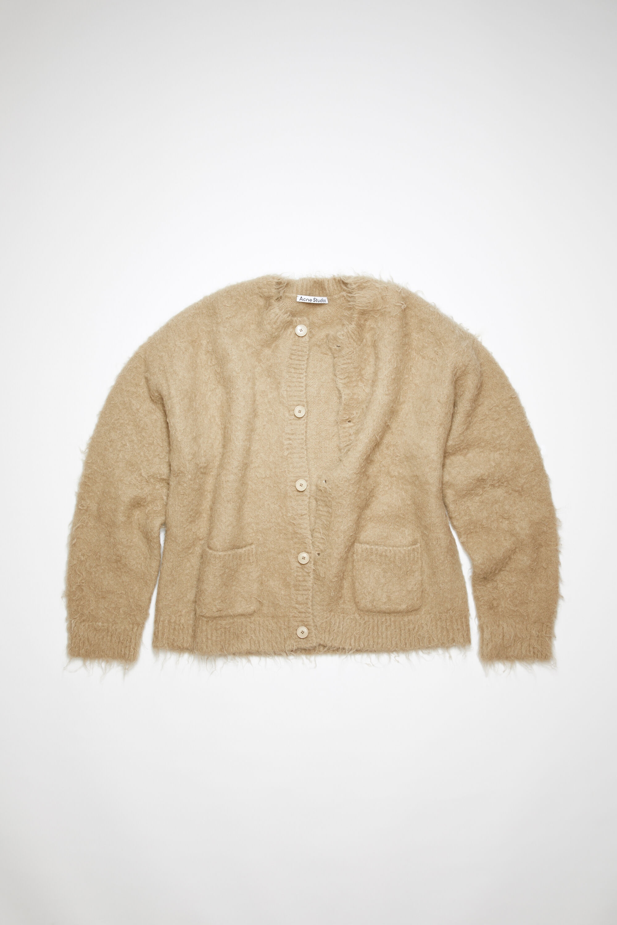 Wool mohair cardigan - Dark beige - 1