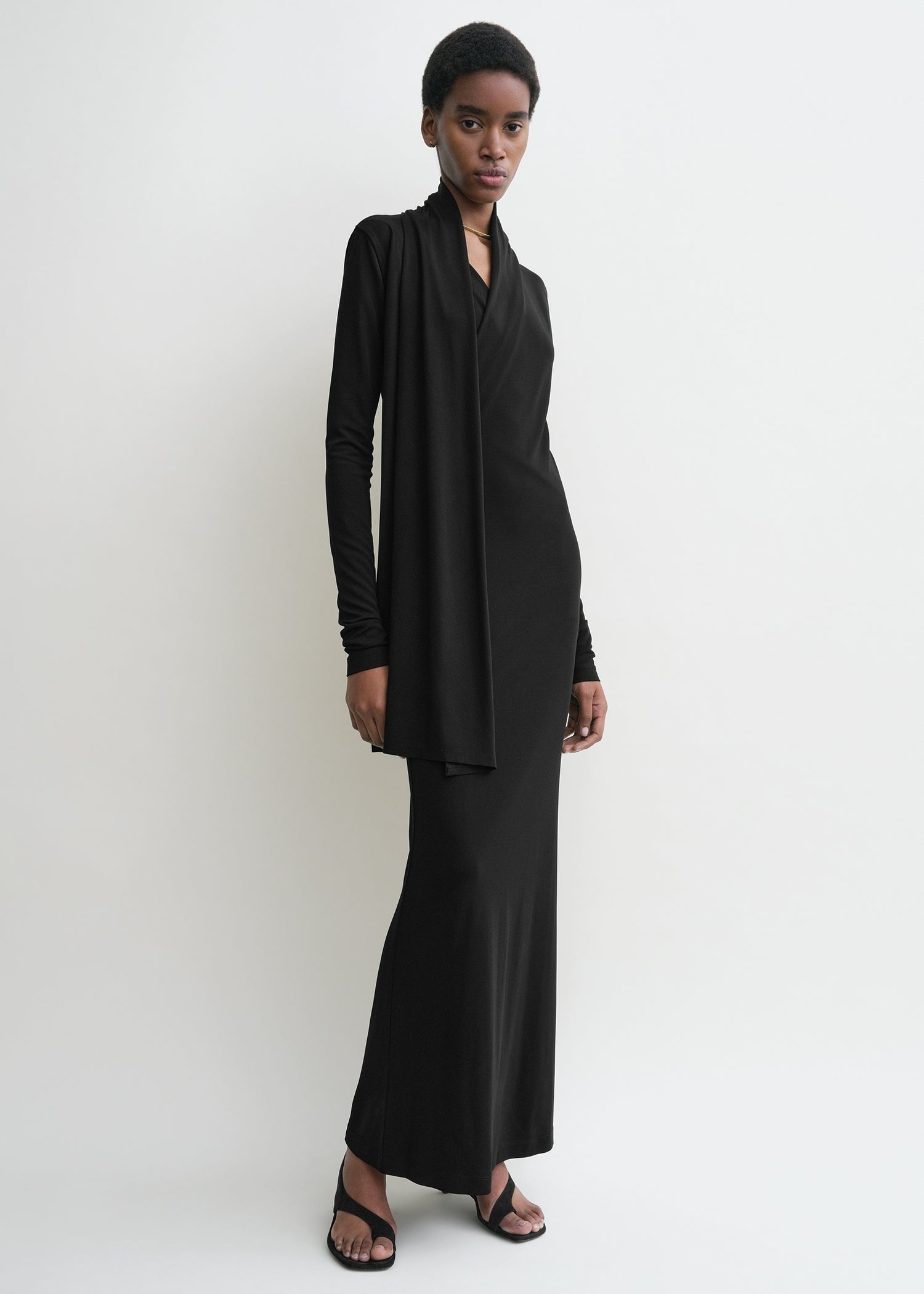 Overlapped jersey dress black - 3