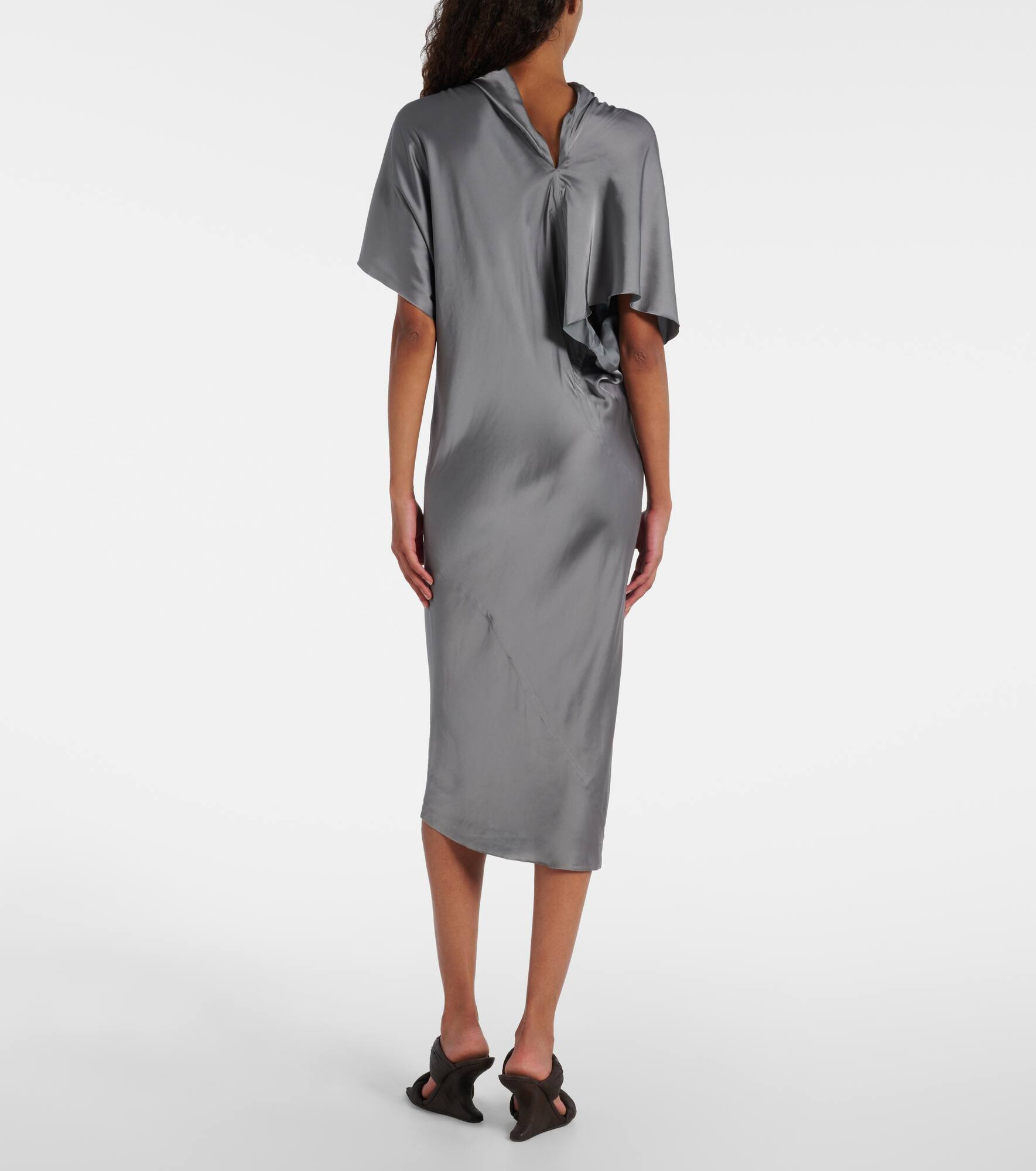 Gathered satin midi dress - 3