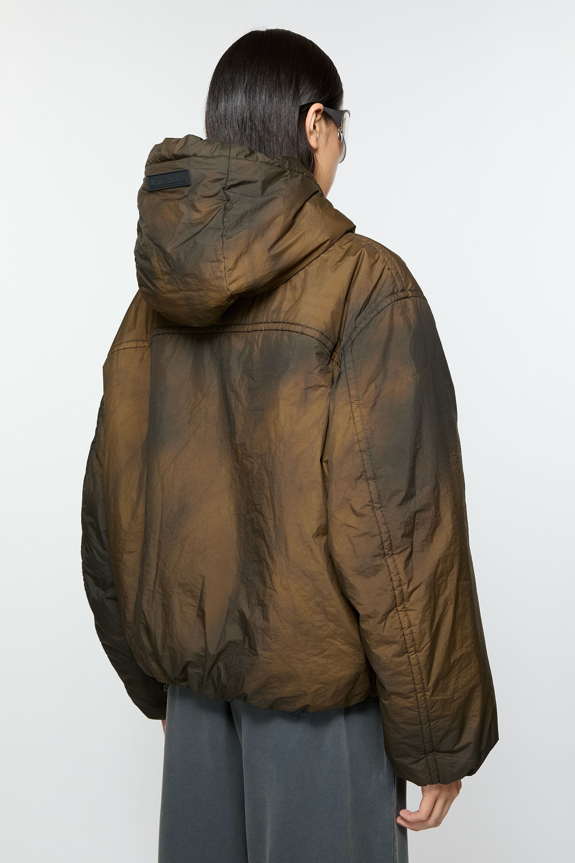 Hooded puffer jacket - Beige/black - 4