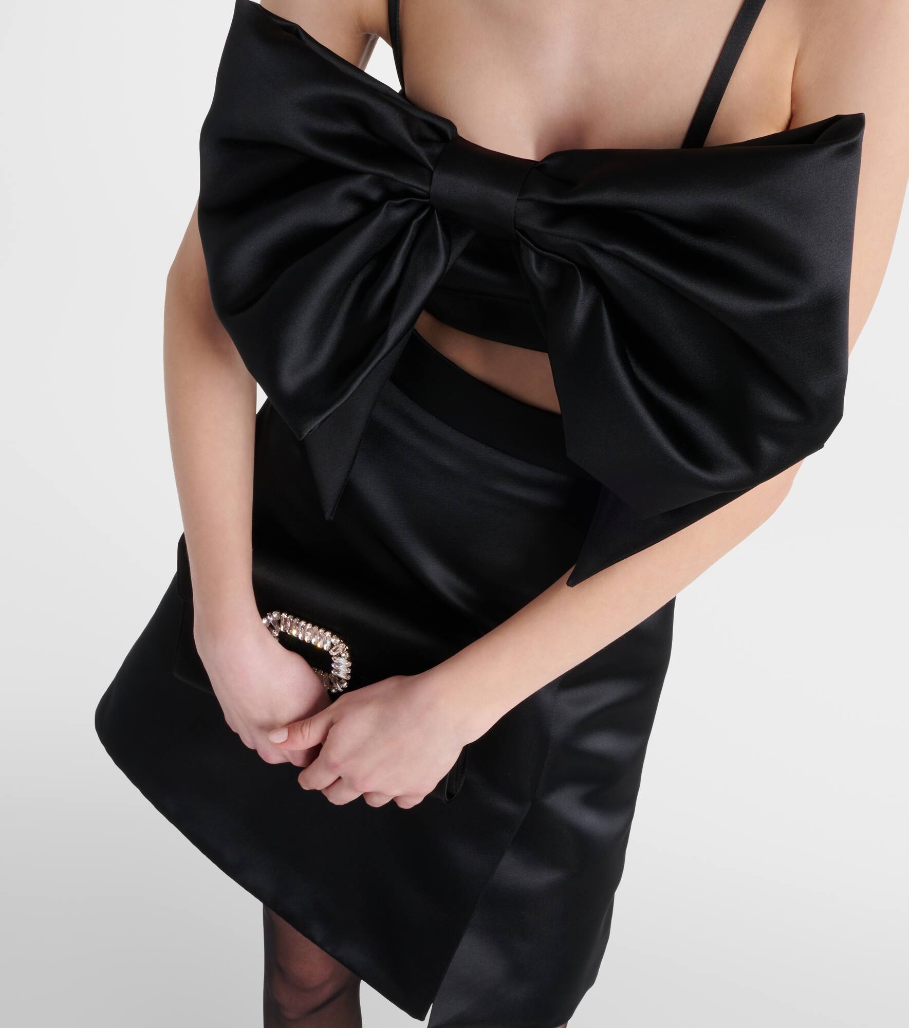 Duchess bow-detail satin bralette - 5