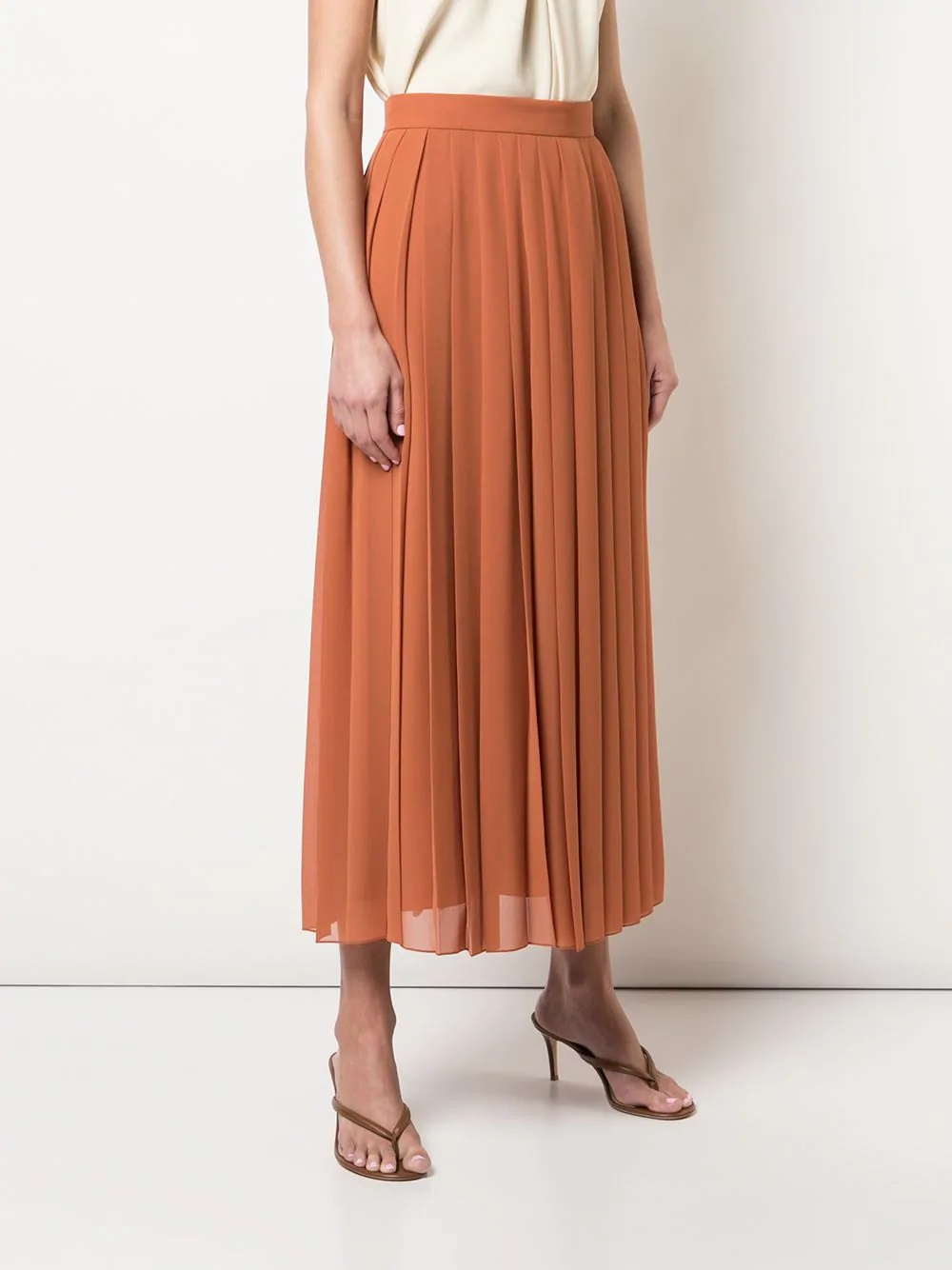 silk pleated midi skirt - 3