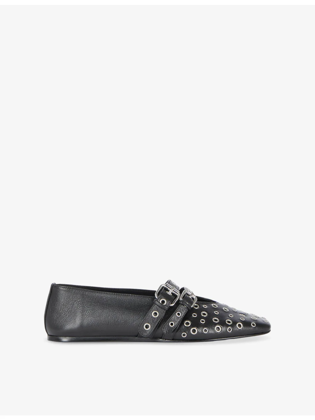 Eyelet-Detail Leather Mary Jane Shoes - 1