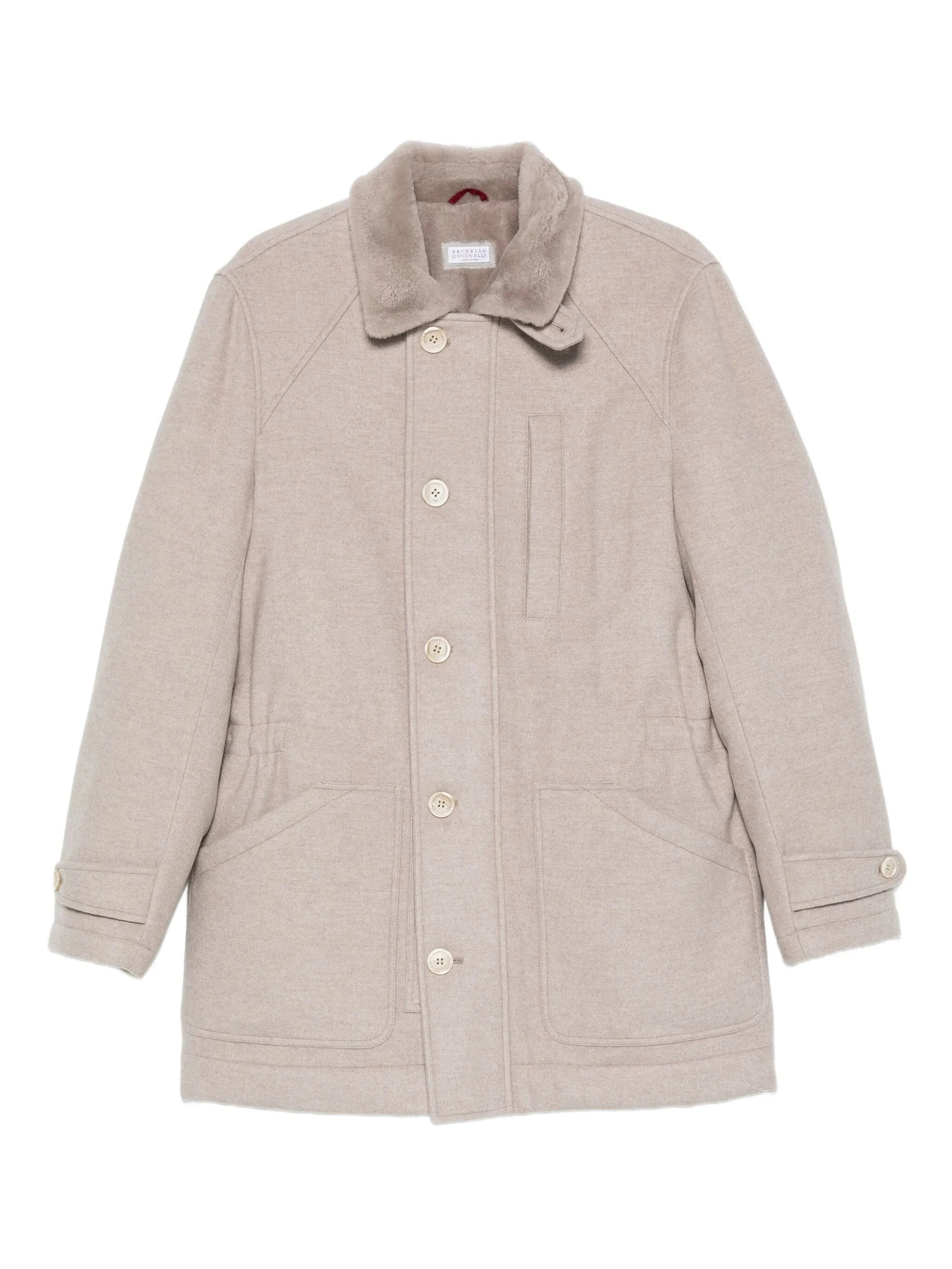 Brunello Cucinelli Trimmed-collar Single-breasted Coat - 1