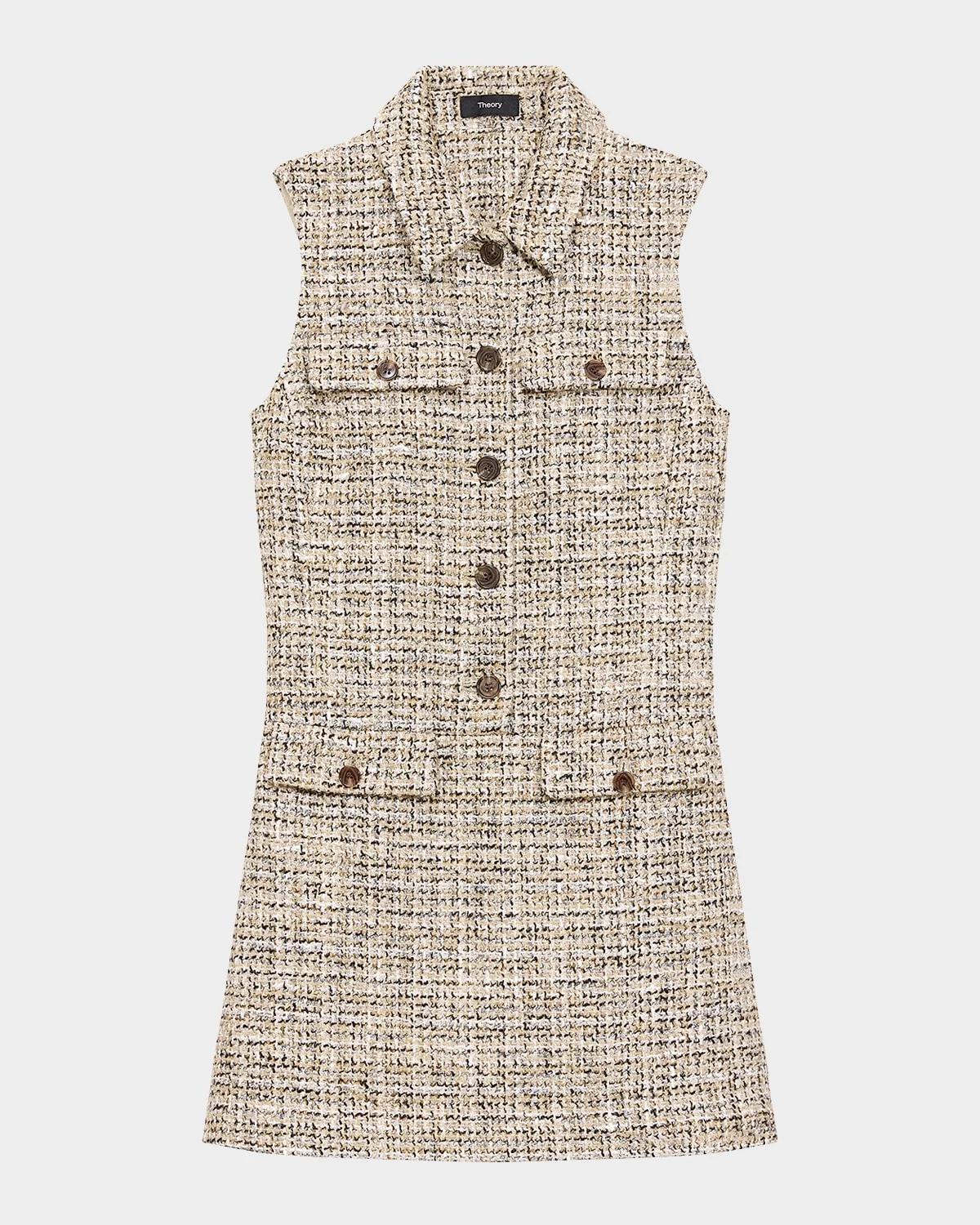 Mixed Tweed Military Mini Dress - 1