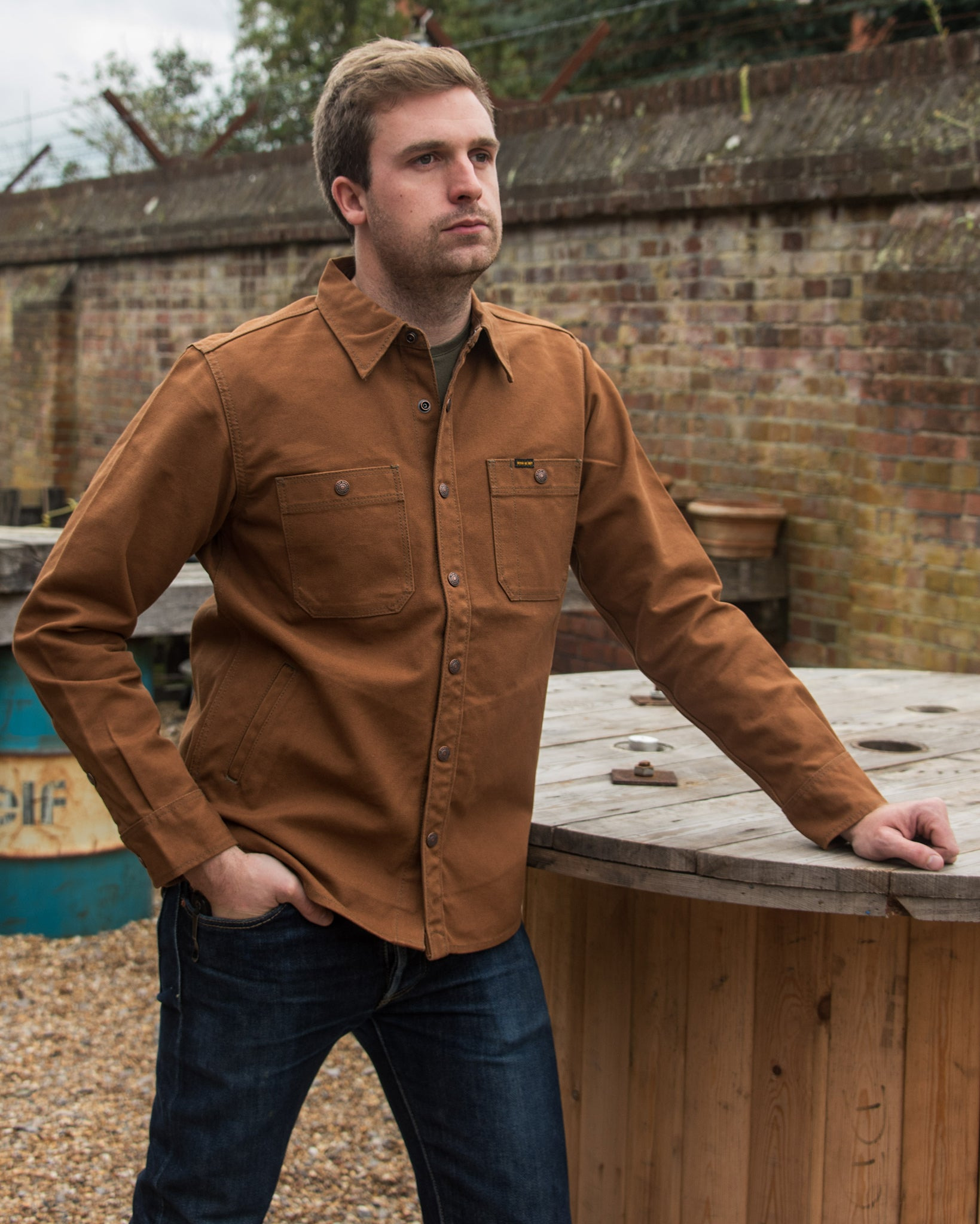IHSH-189-BRN 17oz Duck CPO Work Shirt - "The UnTucked" - Brown - 4