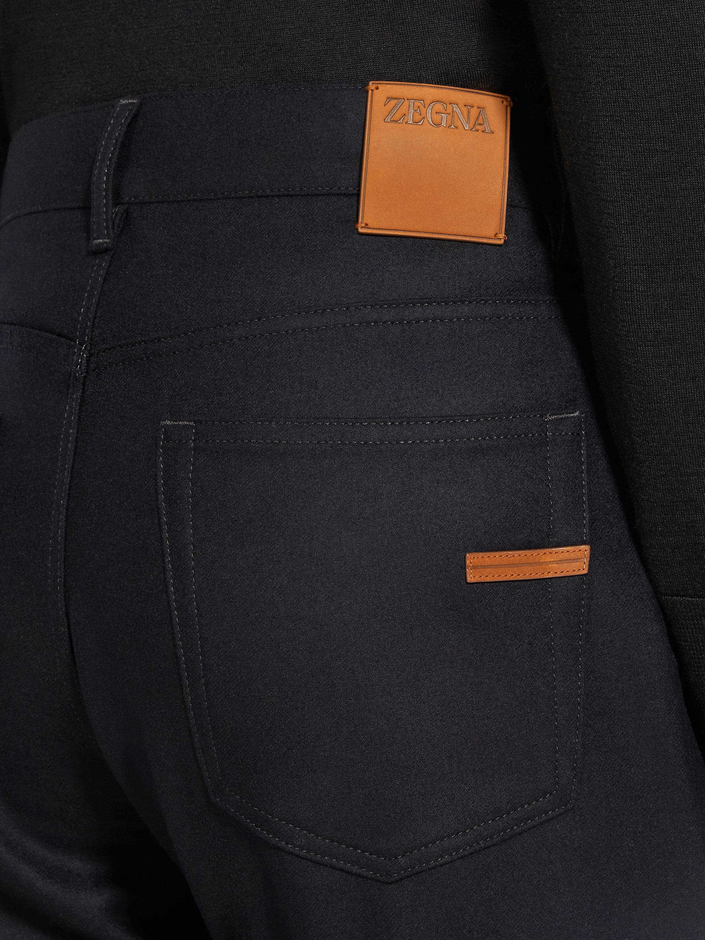 BLACK WOOL AND CASHMERE ROCCIA PANTS - 2