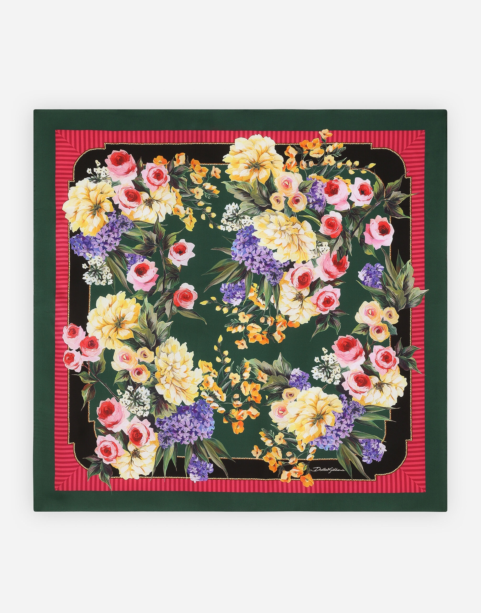 Garden-print twill scarf (90 x 90) - 1
