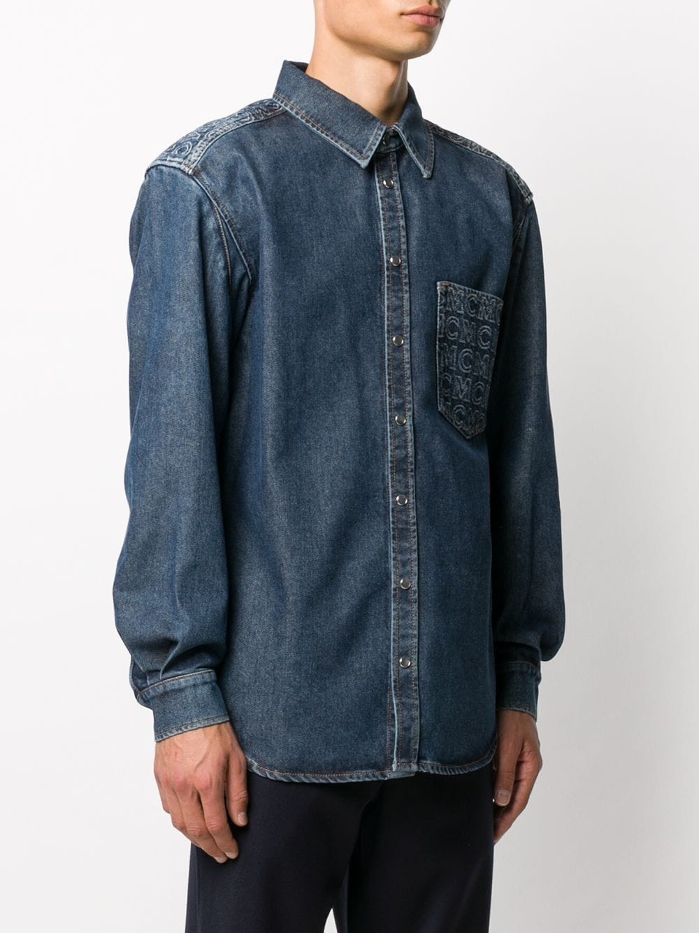 medium wash denim shirt - 3