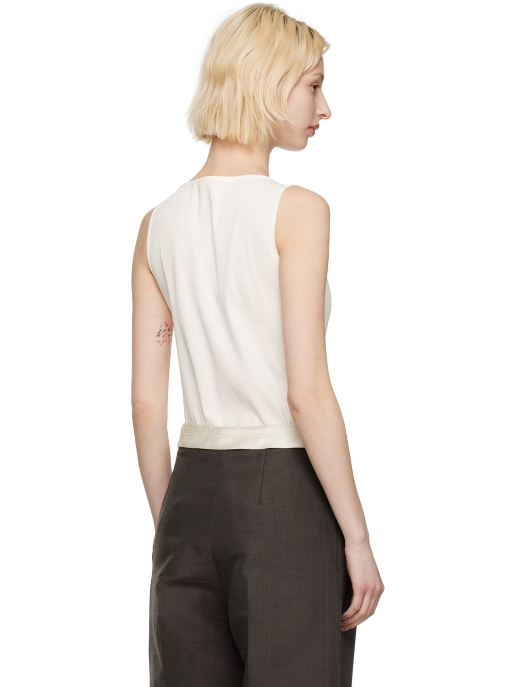 White Scoop Neck Bodysuit - 3
