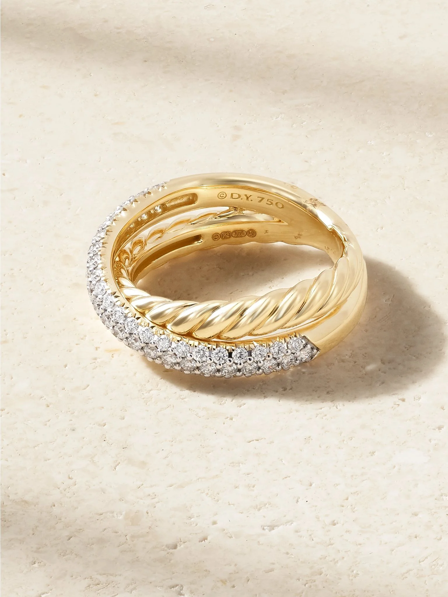 Crossover® Two Row 18-karat gold diamond ring Gold - 1