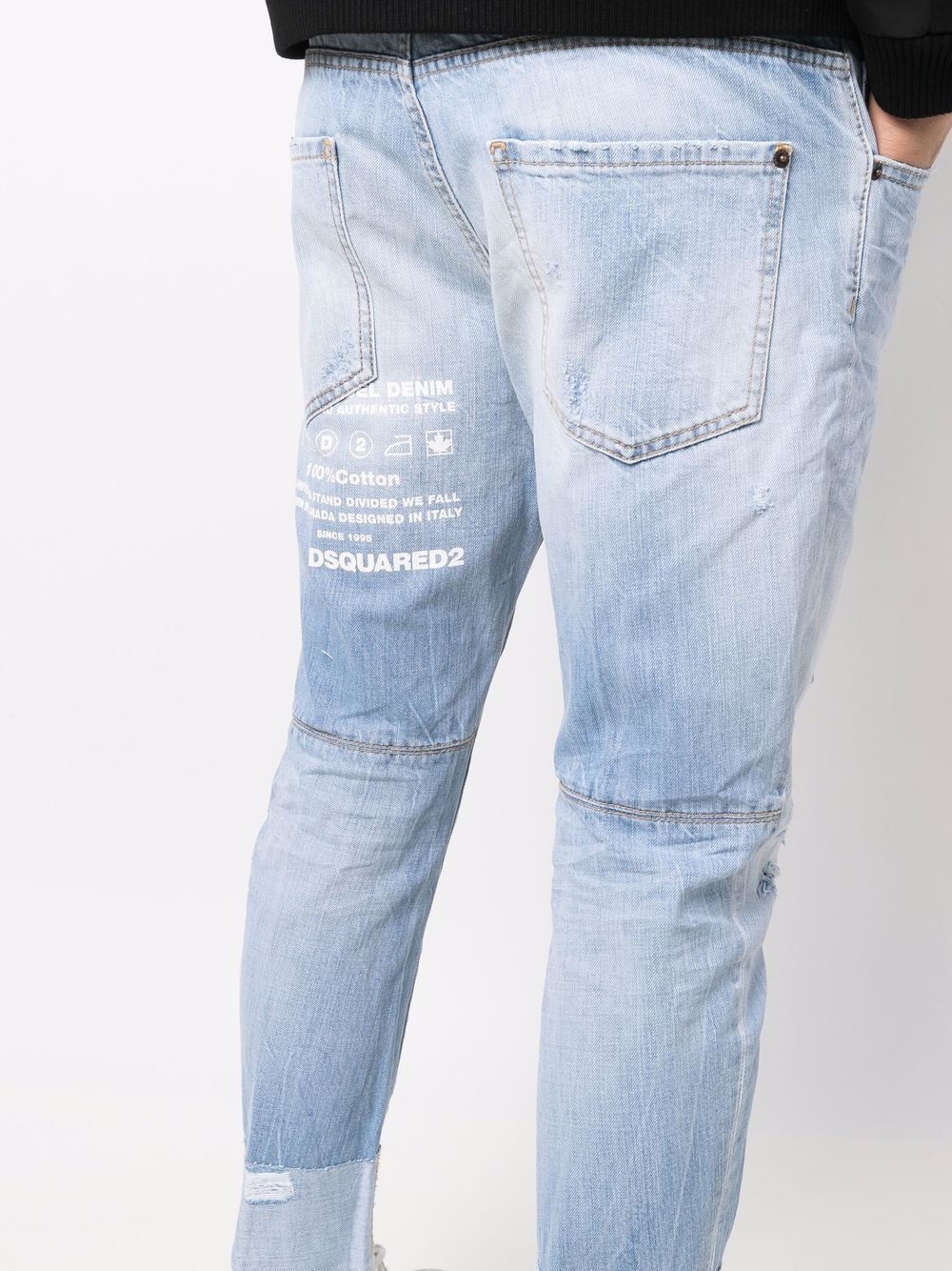 logo-print cropped distressed jeans - 5