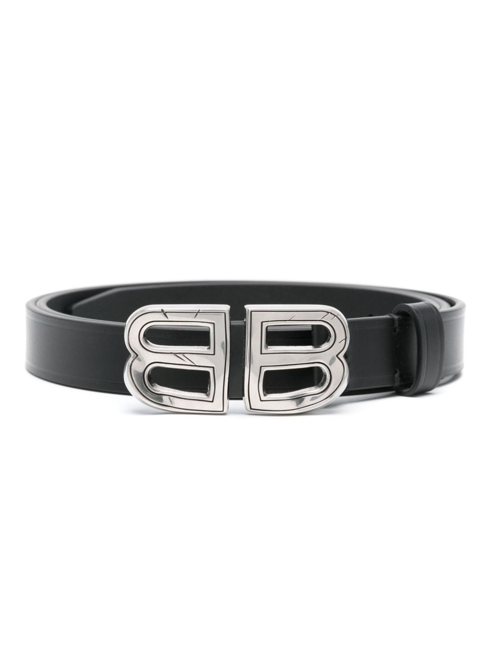 dented logo-buckle belt - 1
