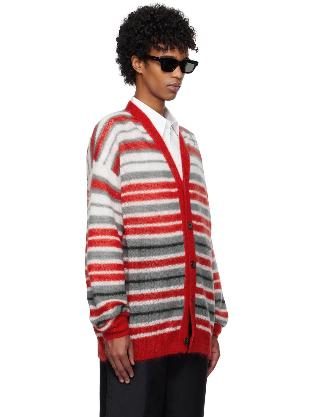 Red & Gray Fuzzy Wuzzy Cardigan - 2