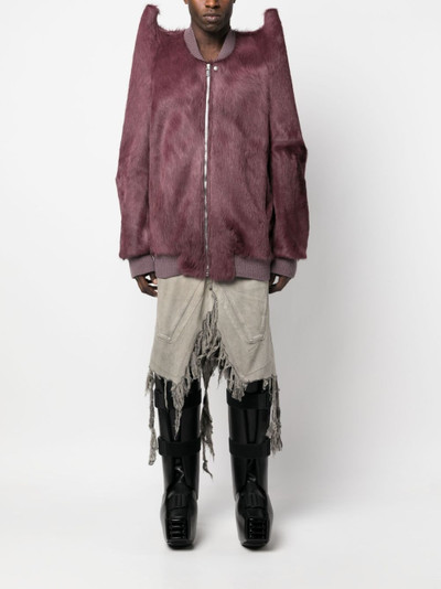 Rick Owens distressed-finish knee-length denim skirt outlook