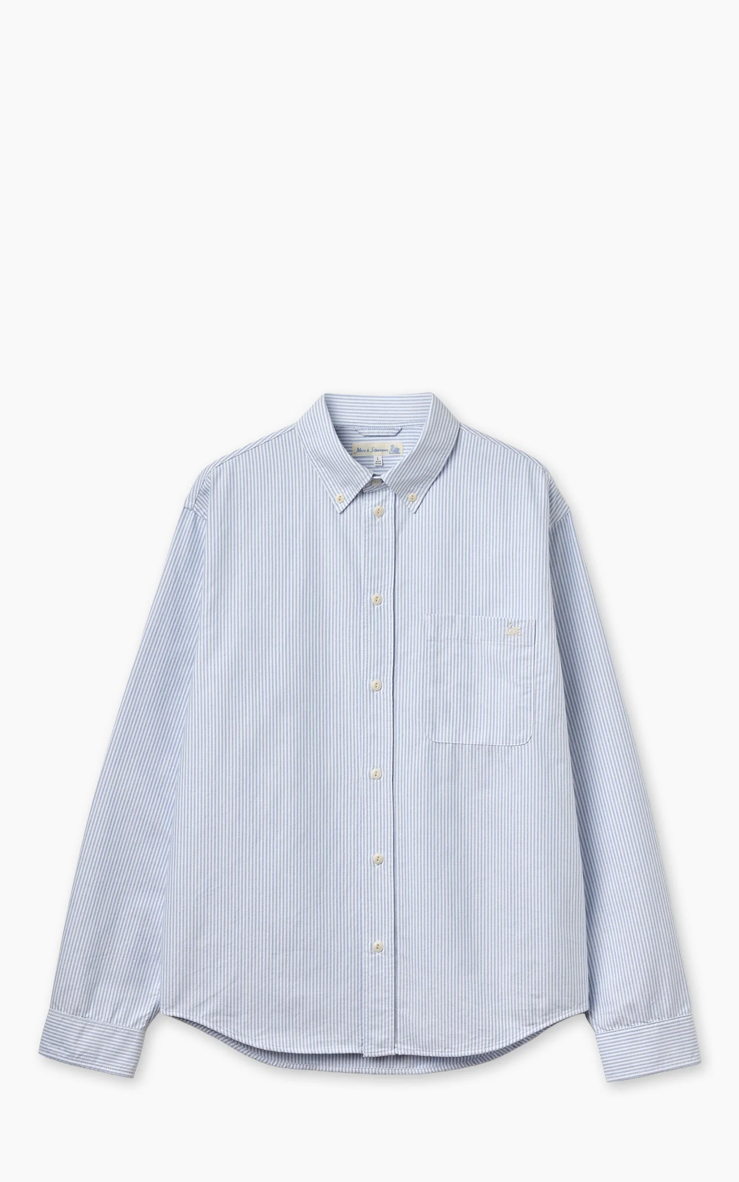 MERZ B. SCHWANEN SHIRT19OX OXFORD SHIRT STRIPES LIGHT BLUE - 1