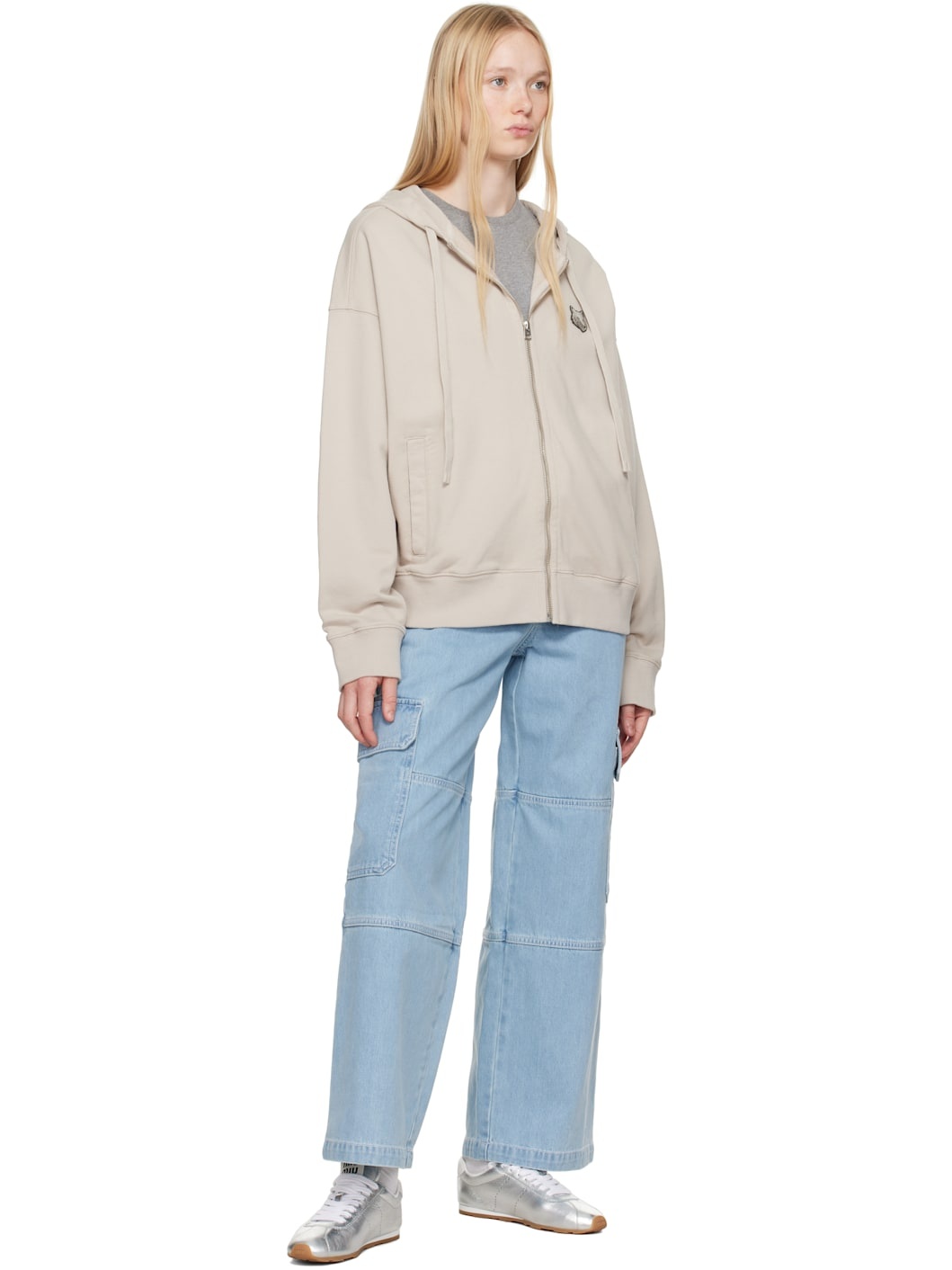 Blue Belted Utility Denim Cargo Pants - 4