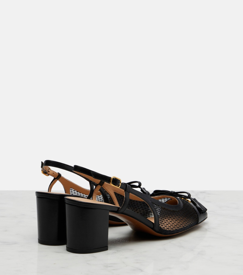 Valentino VLogo leather and mesh slingback pumps outlook