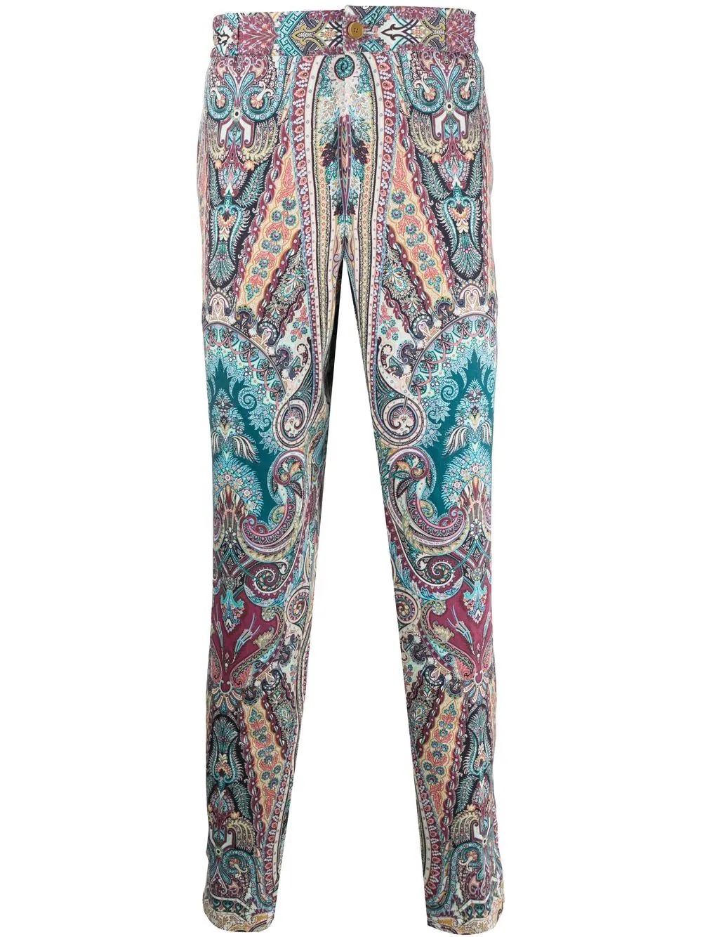 straight-leg paisley-print trousers - 1