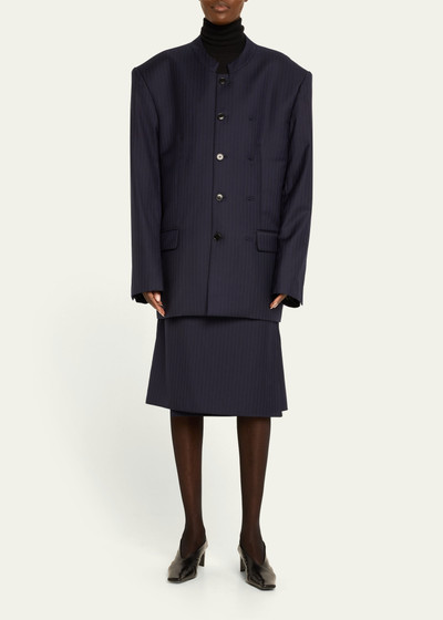 MARIE ADAM-LEENAERDT Pinstripe Mao Oversized Wool Jacket outlook