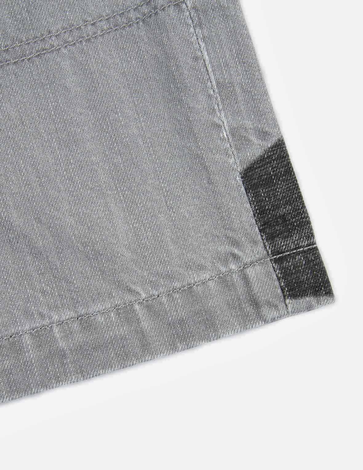 Brushstroke Effect Washed Denim Shorts - 13