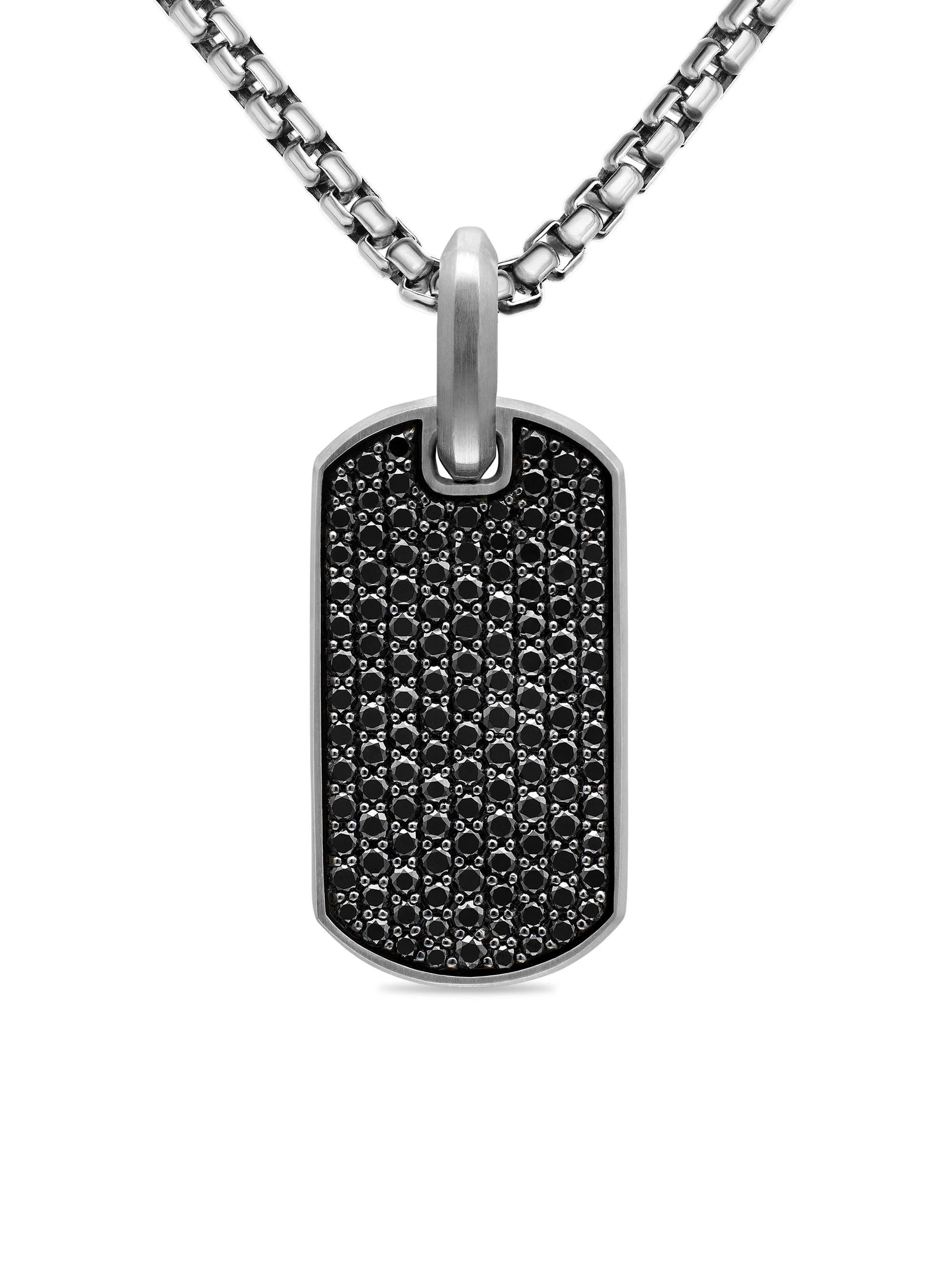 Men's Chevron Tag in Sterling Silver - Black Diamond - 1