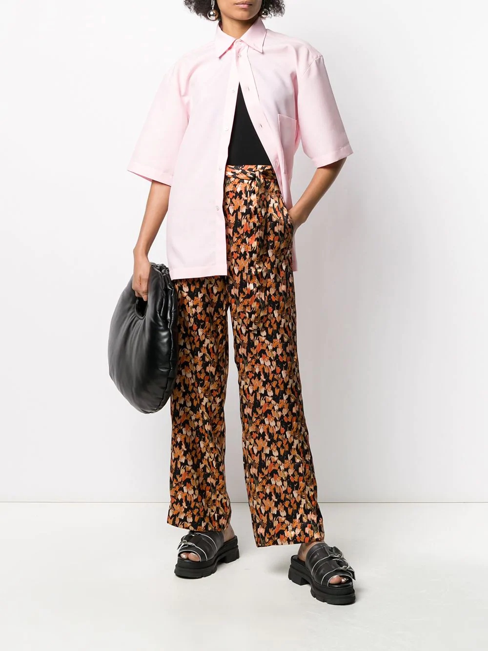 graphic print belted trousers - 2