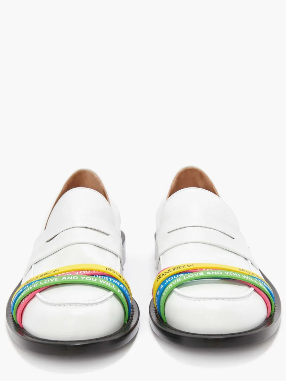 elasticated-straps leather loafers - 4