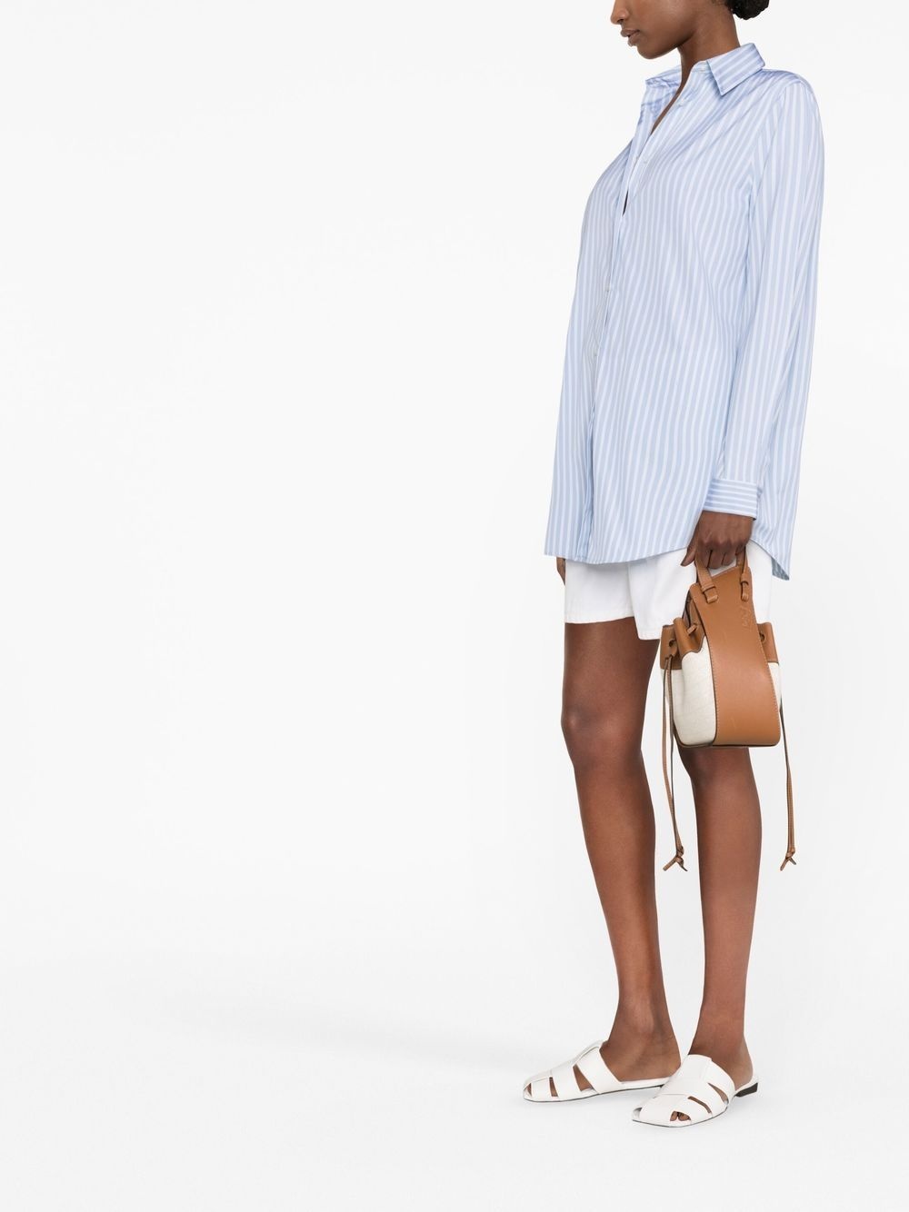 embroidered-logo striped shirt - 3