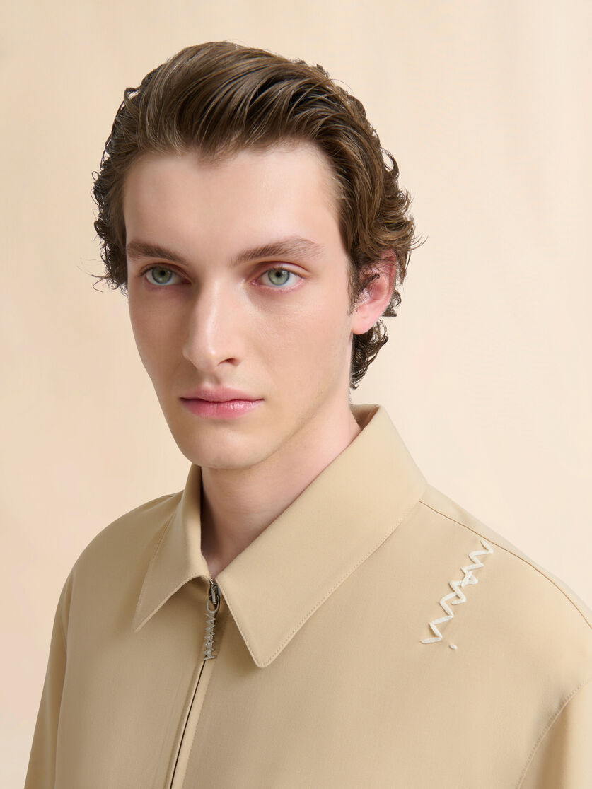 CREAM LIGHT WOOL JACKET WITH COLLAR - 4