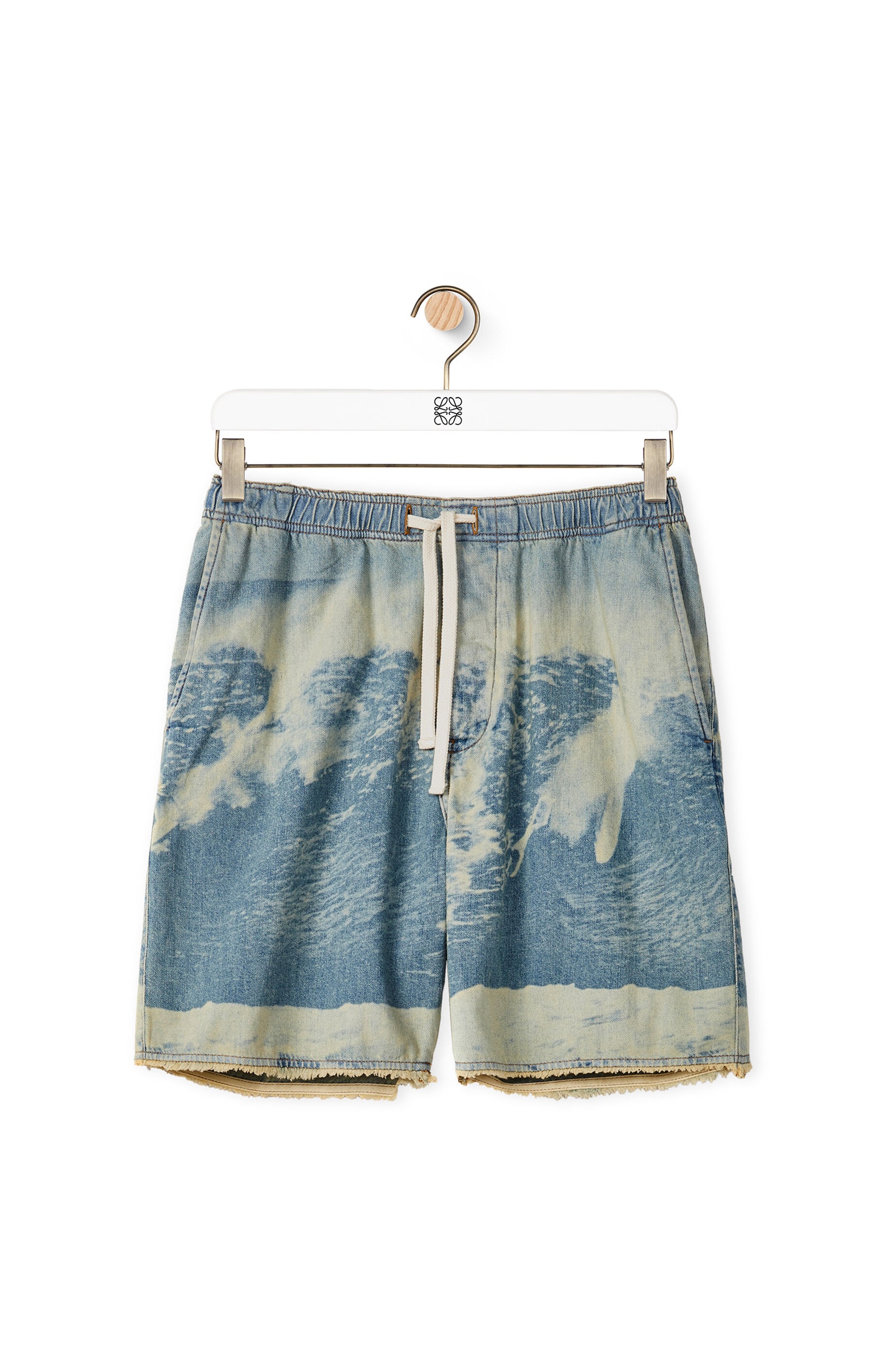 Surf print drawstring shorts in denim - 1