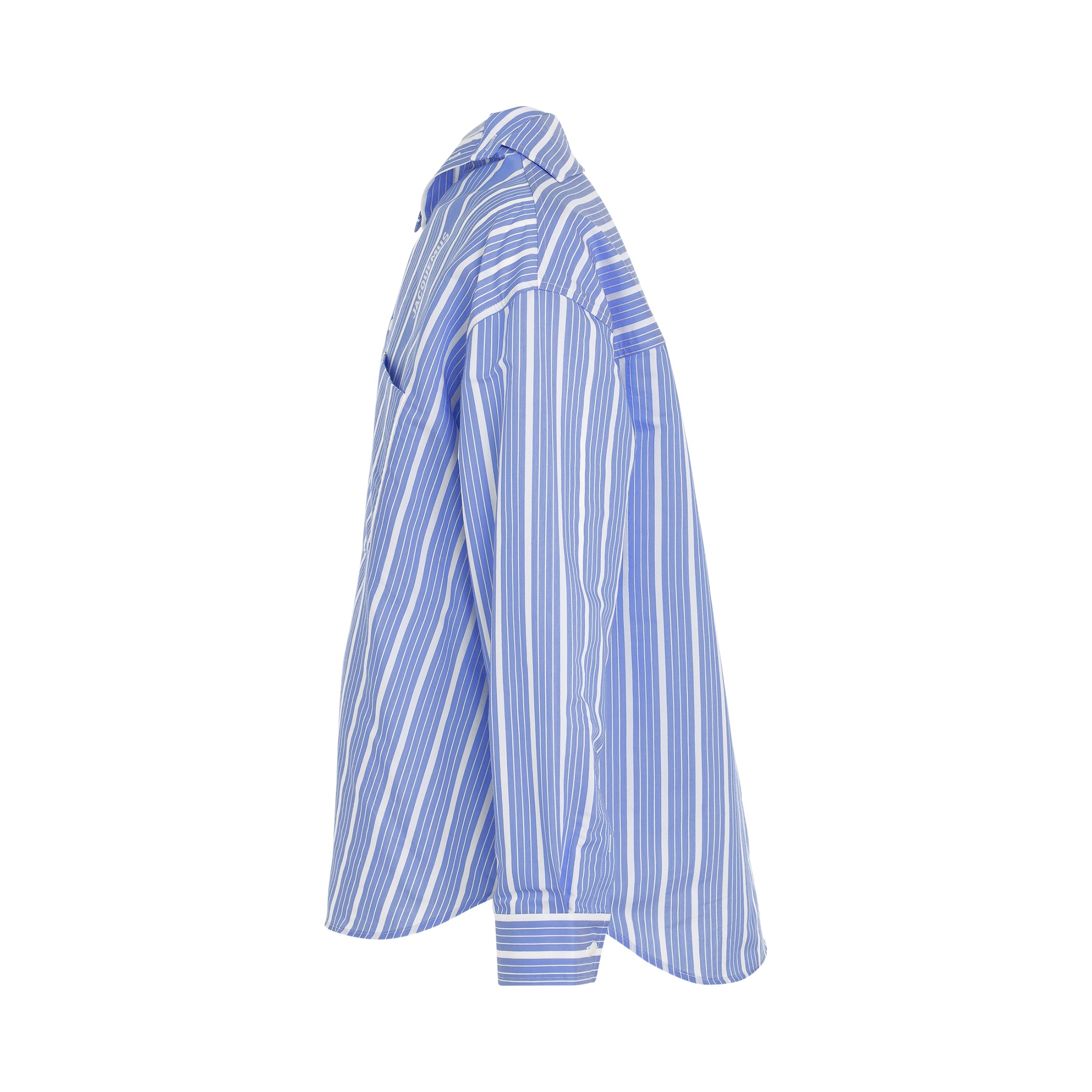 Cuadro Asymmetric Shirt in Blue Stripe - 3