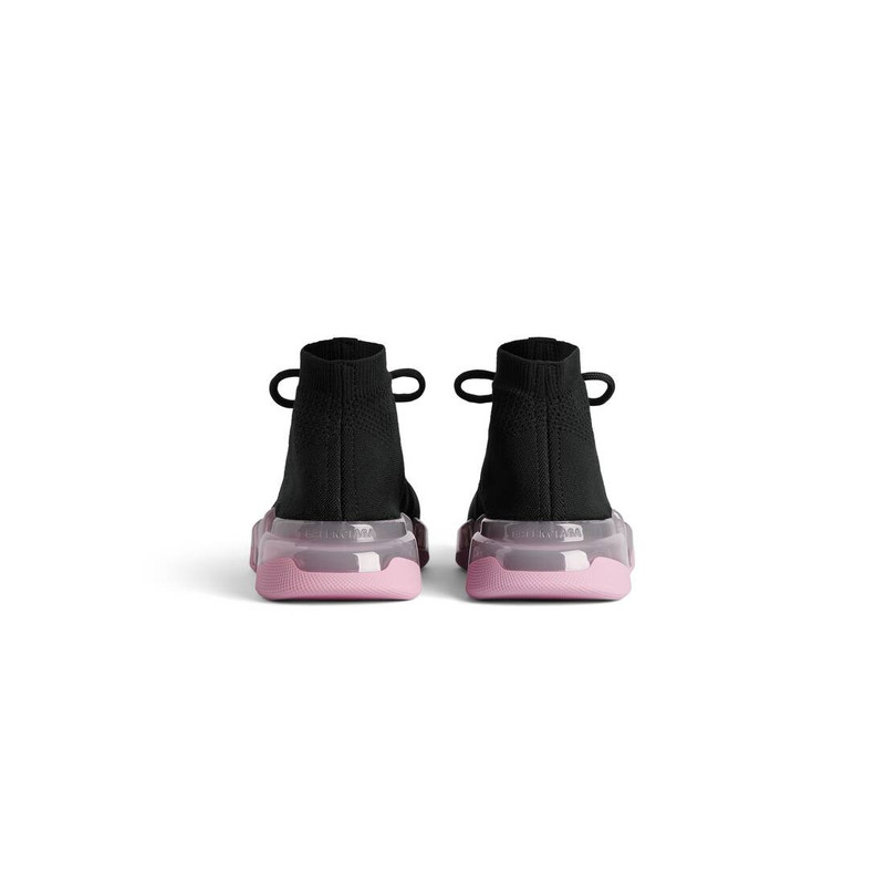 Women's Speed 2.0 Lace Up Full Clear Sole Recycled Knit Sneaker in Black/light Pink 5