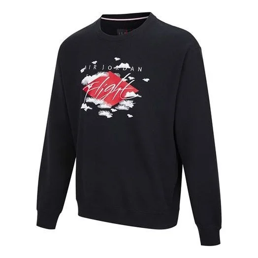 남자의 공기 요르단 로고 알파벳 자수 스포츠 둥근 목 Pullover 검정 DH9036-010 - 1