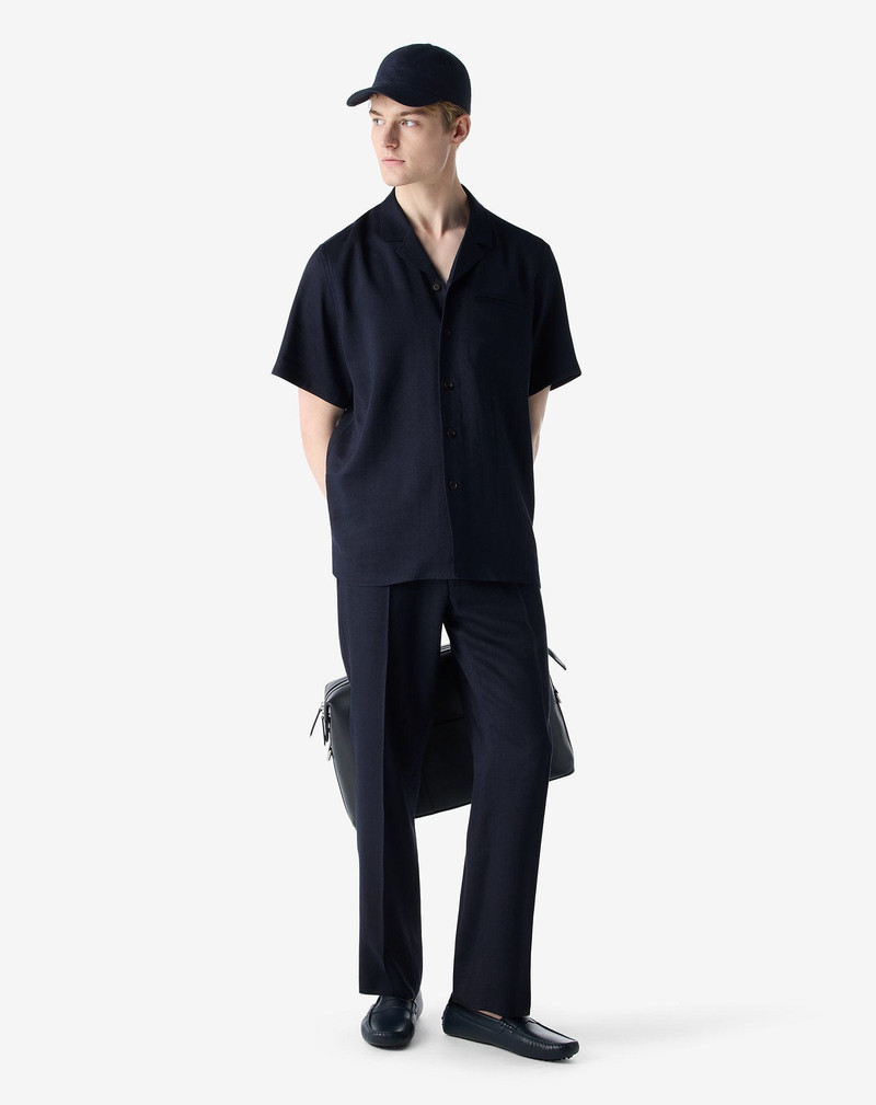 CORNELIANI Navy blue linen, wool and mohair trousers outlook