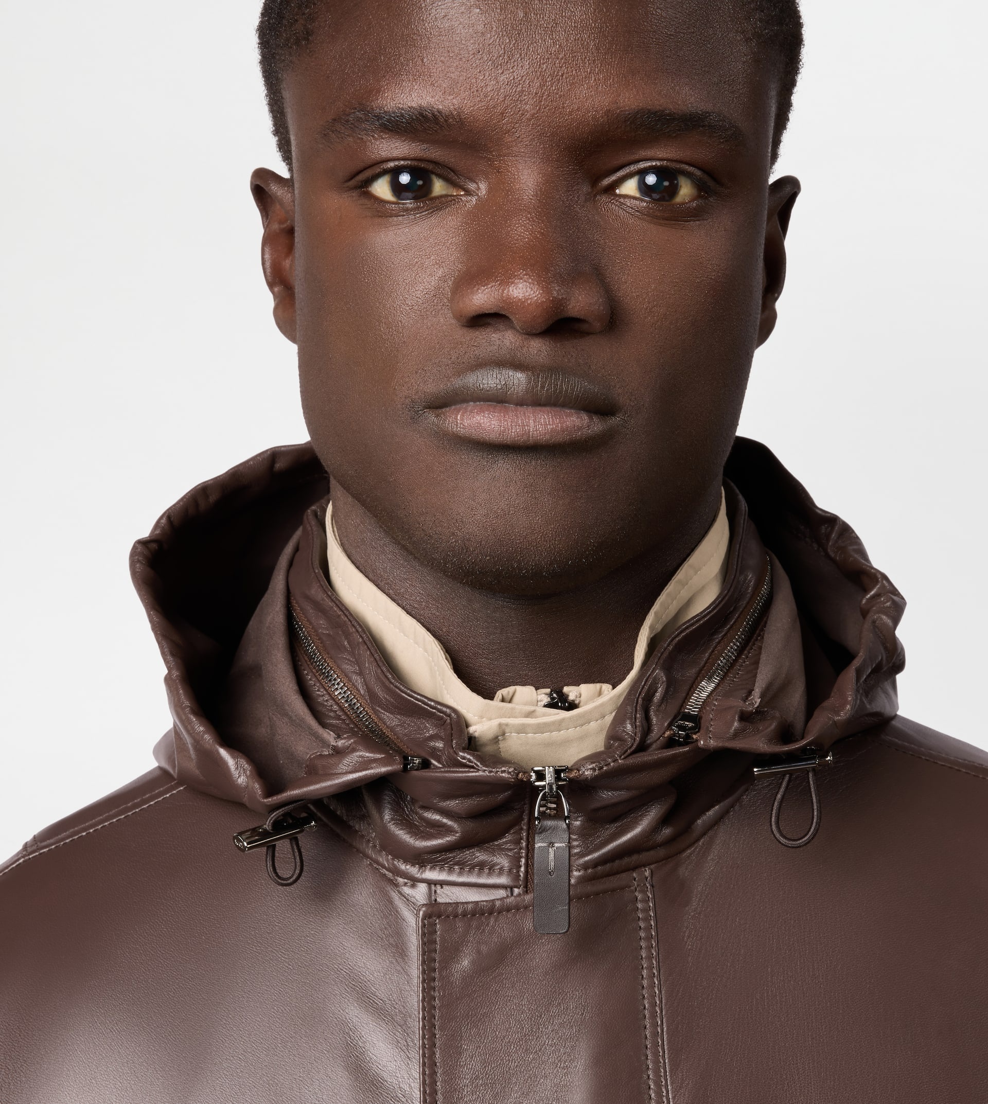 COMFORT FIT FIELD JACKET IN NAPPA LEATHER - BROWN - 5