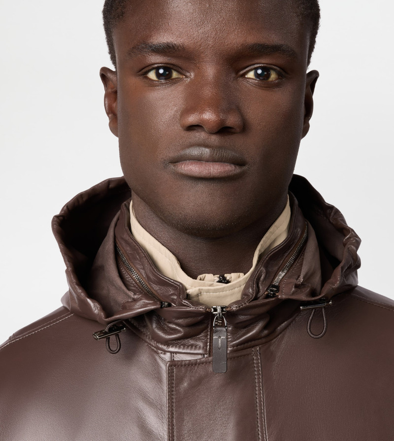 COMFORT FIT FIELD JACKET IN NAPPA LEATHER - BROWN 5