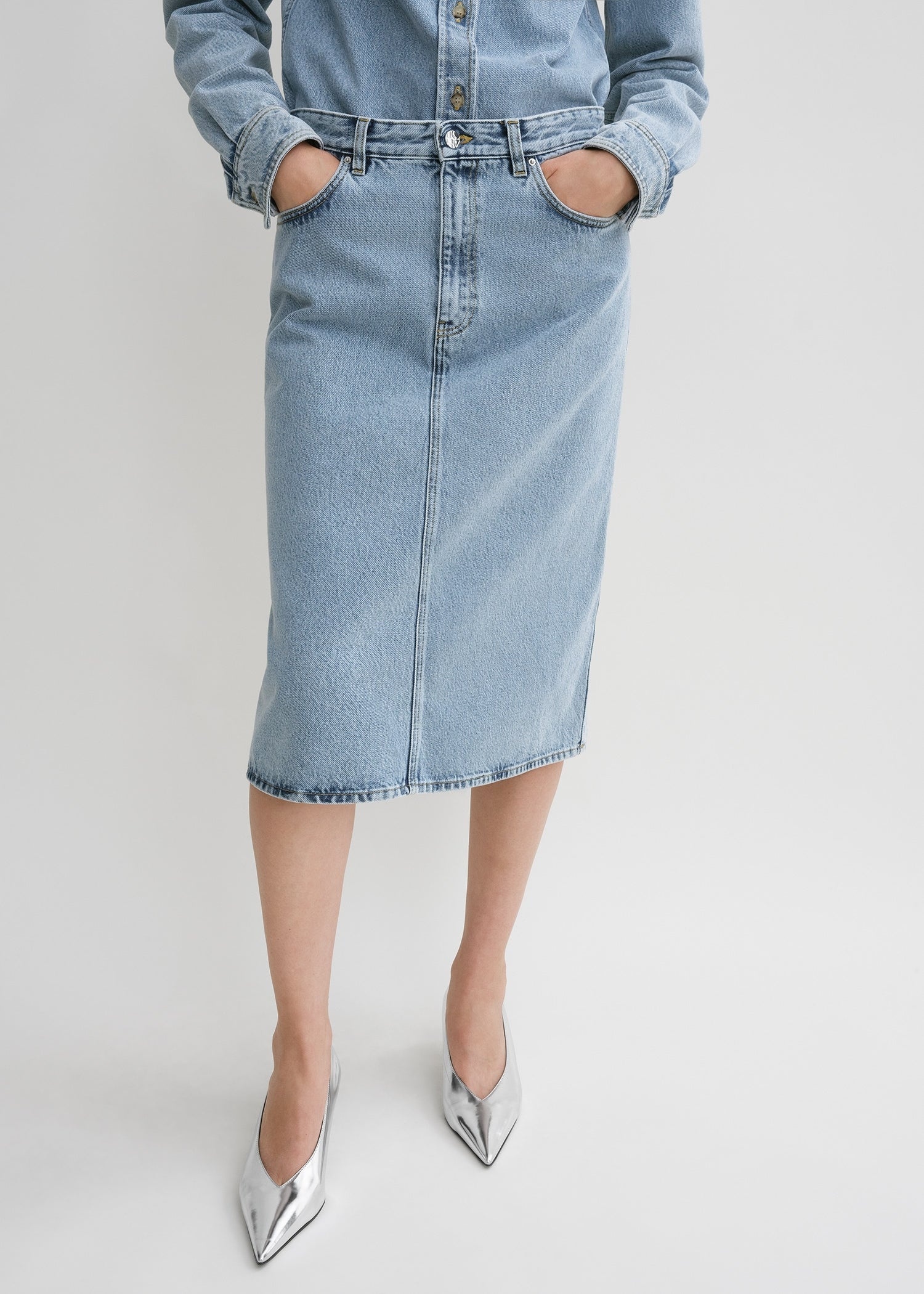 Denim midi skirt cool blue - 5