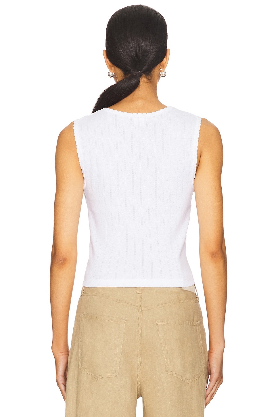 Pointelle Sleeveless Crew Top - 3