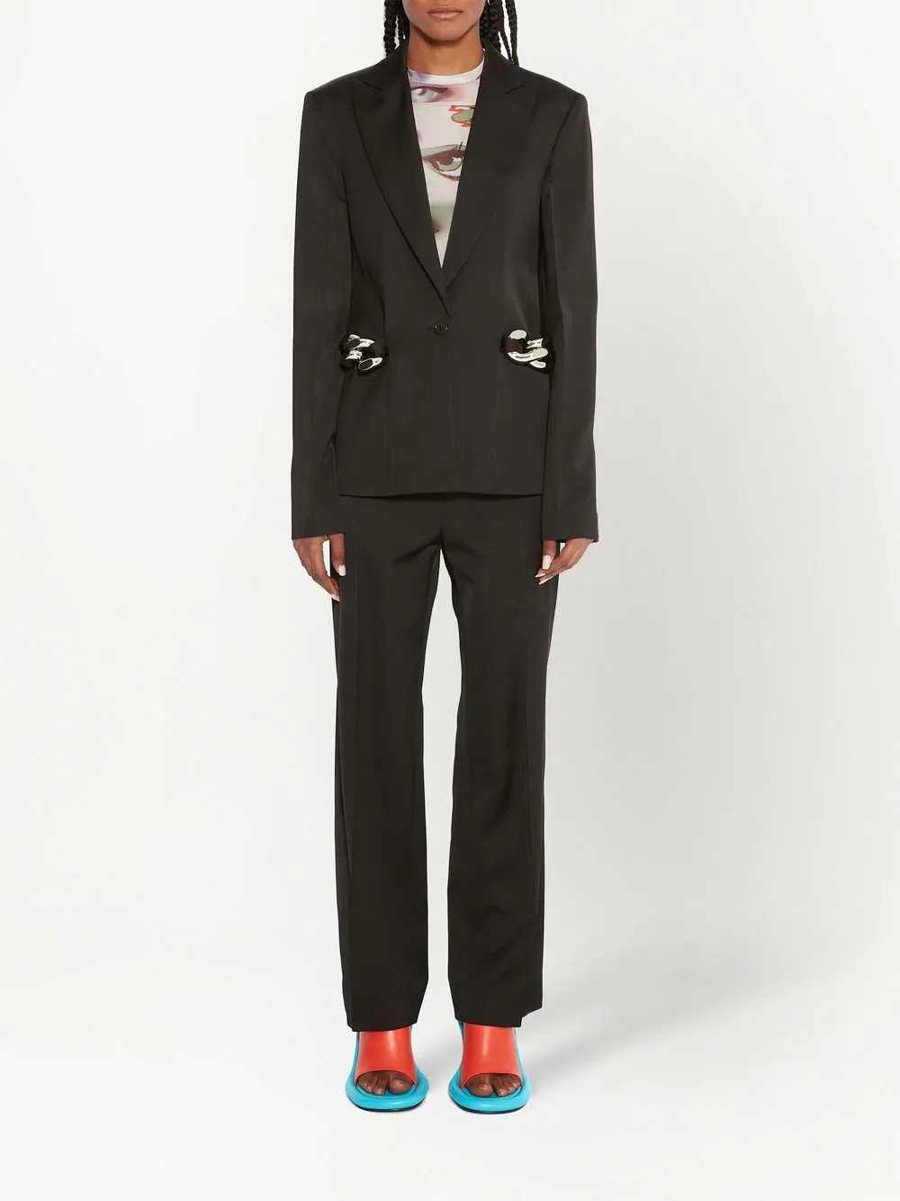 chain-detailed single-breasted blazer - 2