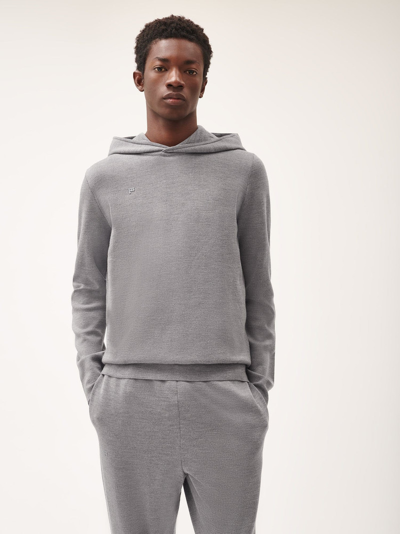 PANGAIA Mens Regenerative Merino Wool Hoodie - Grey Marl outlook