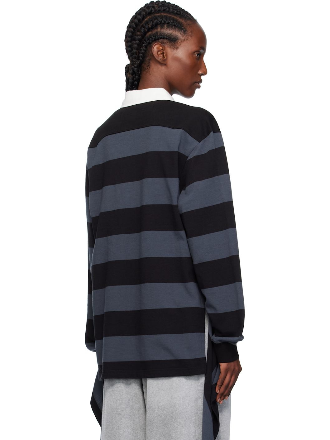 Navy Stripe Trim Rugby Polo - 3