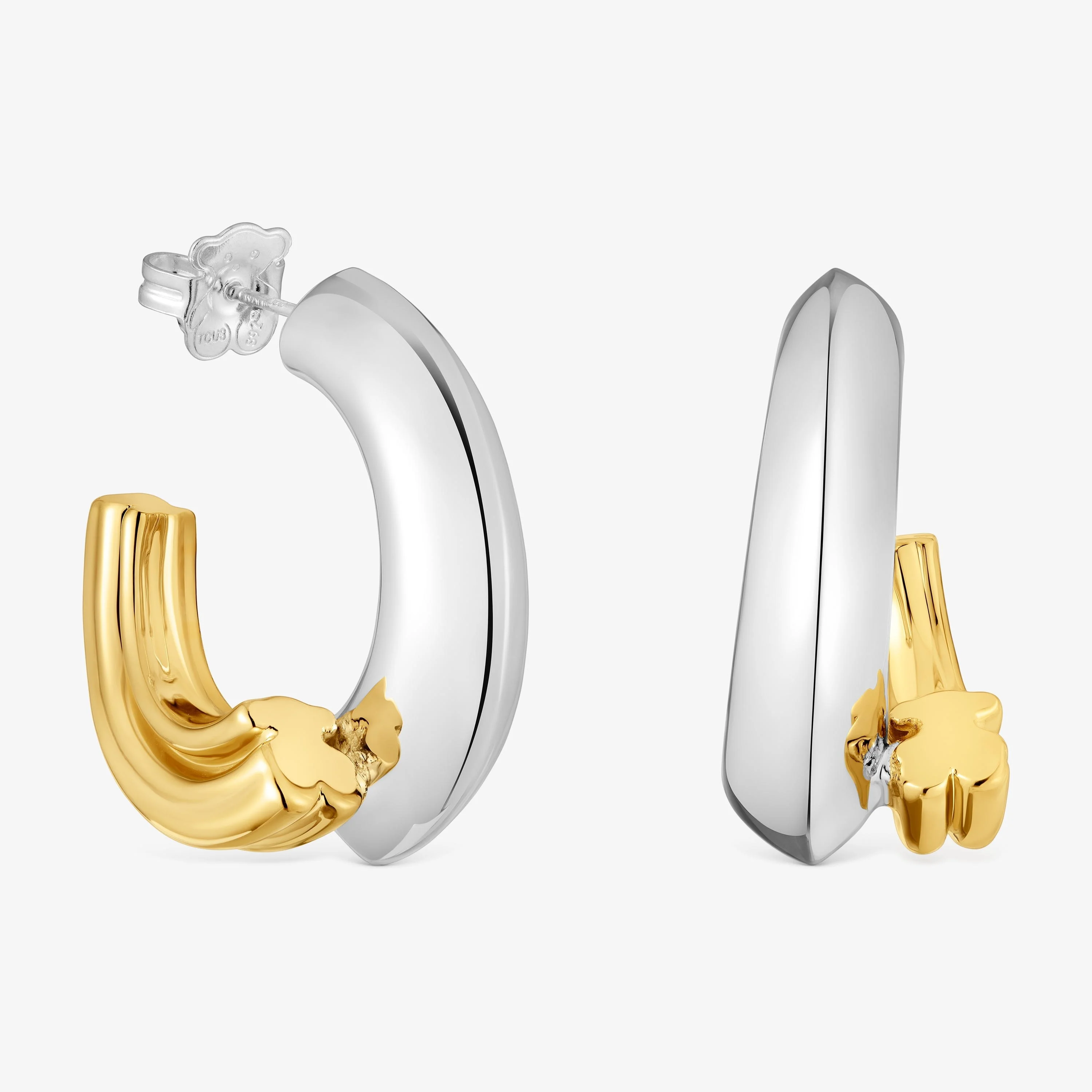 Two-tone long Hoop earrings with bear motif TOUS 1950 - 1