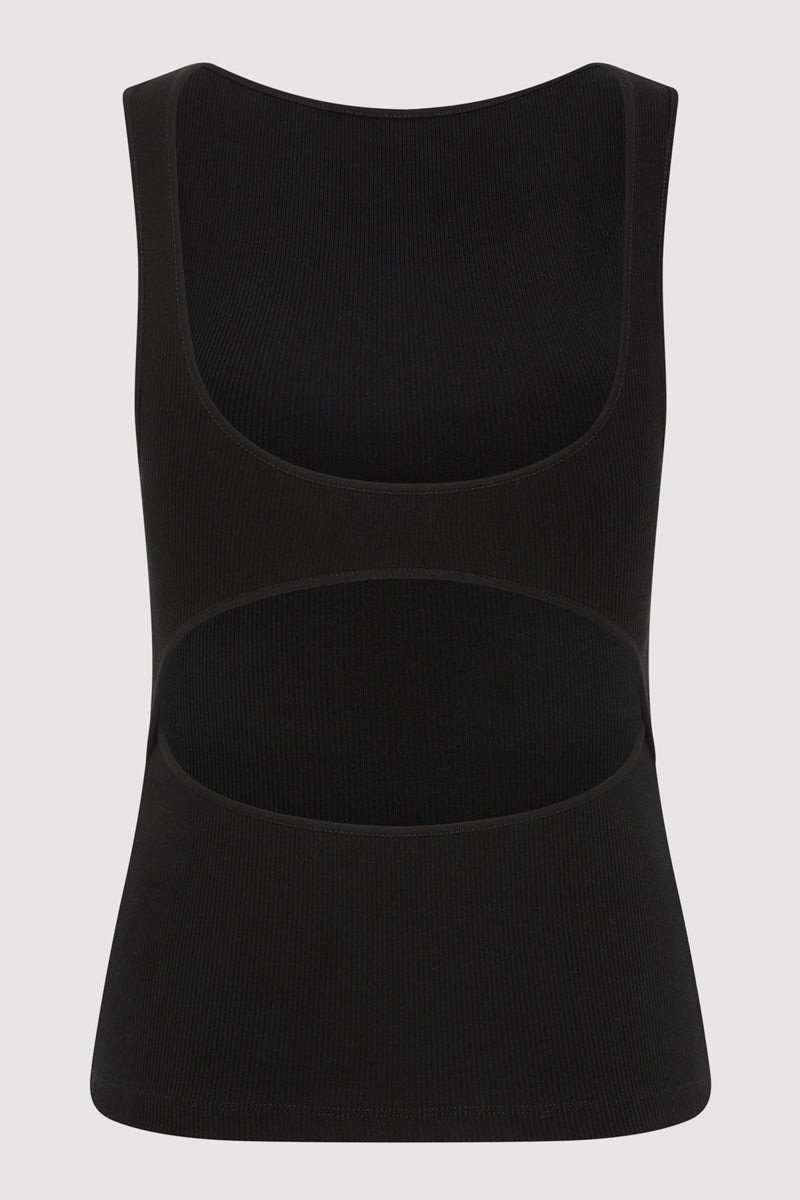 ST. AGNI Rib Bateau Cut Out Top - Black outlook