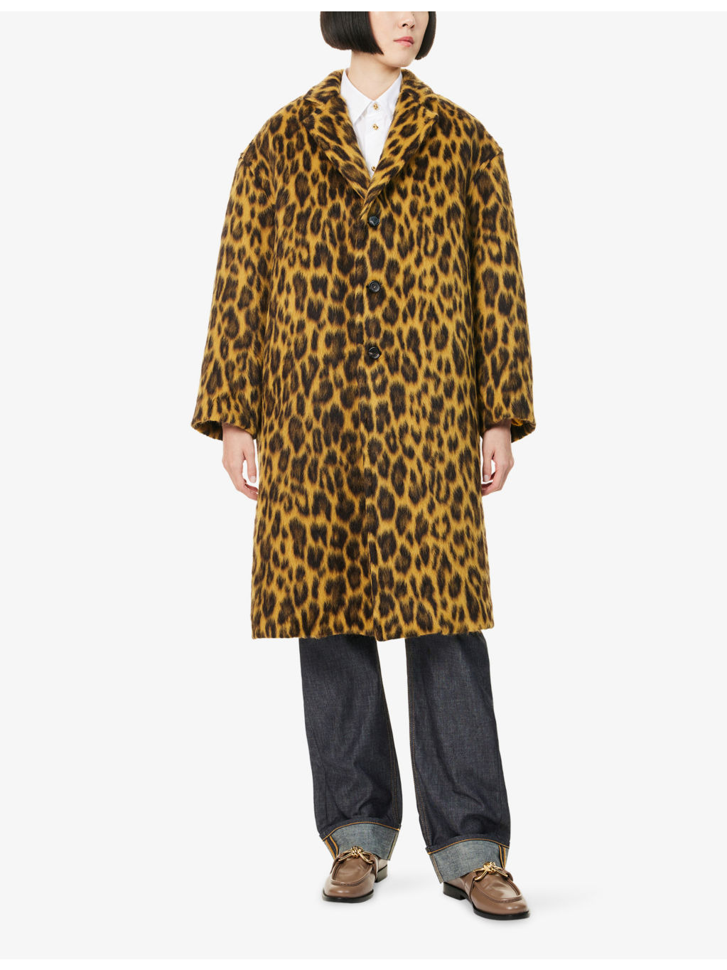 Brushed Leopard Wool-Blend Coat - 3