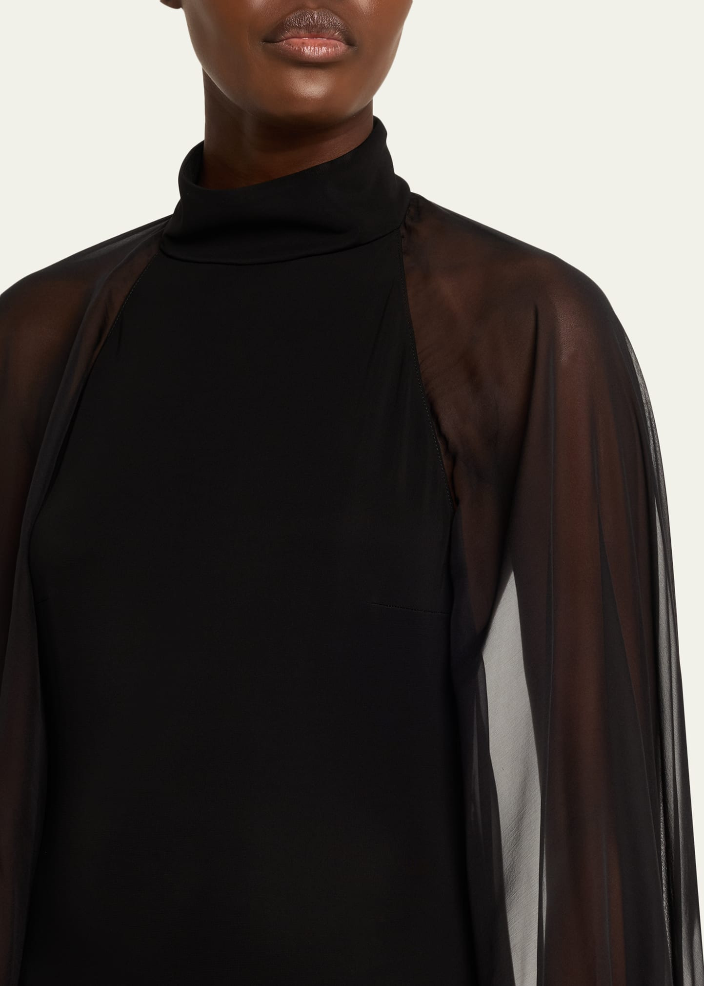 Tilly Cape-Sleeve Jersey Backless Gown - 5