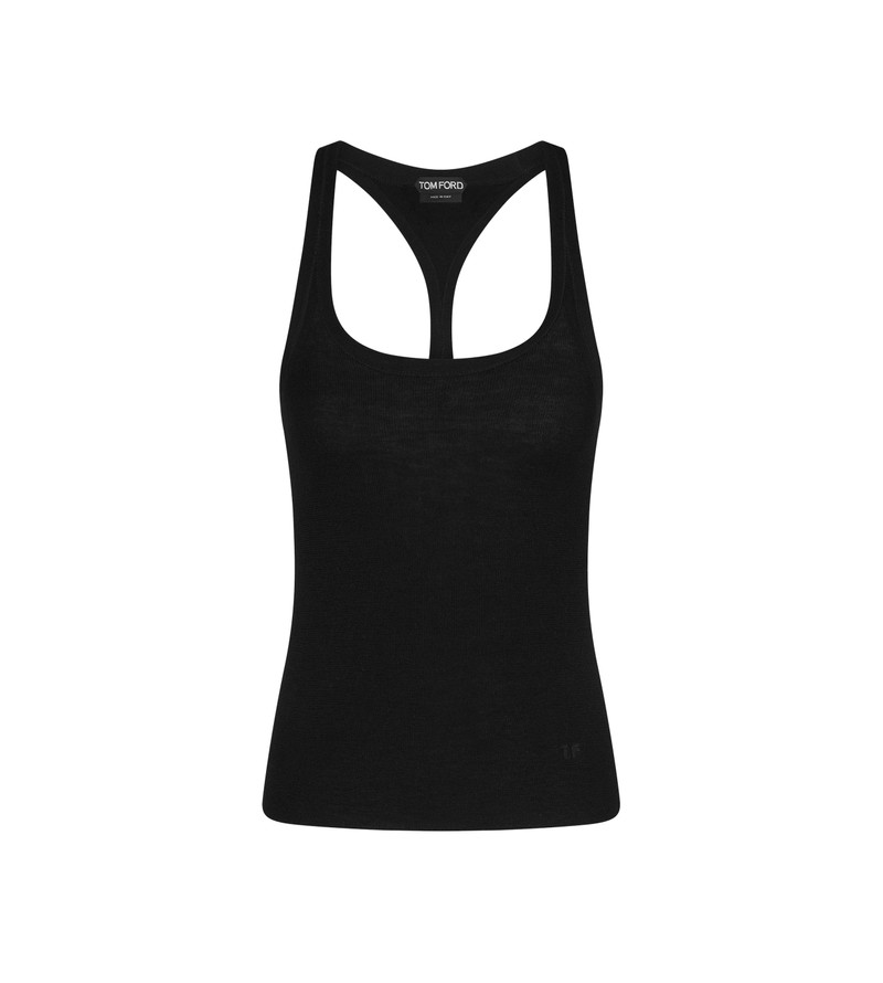 FULL NEEDLE FINE CASHMERE SILK KNIT TANK TOP - 1